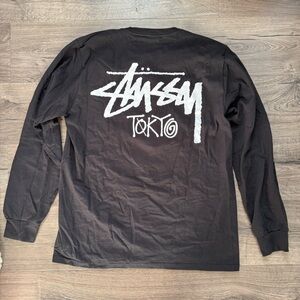Vintage Stussy Tokyo Japan Black Long Sleeve Shirt size Medium Men Rare